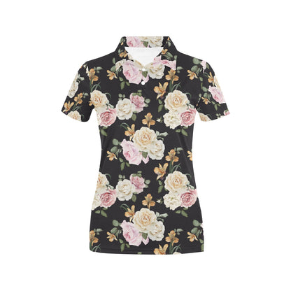 Rose Pattern Print Design A01 Women's Polo Shirt