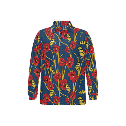 Pansy Pattern Print Design A01 Long Sleeve Polo Shirt For Men's