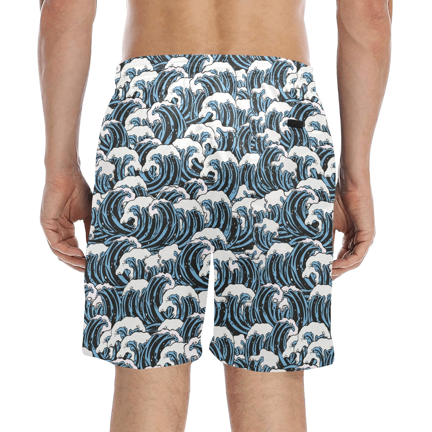 Surf Wave Pattern Print Men's Swim Trunks Beach Shorts