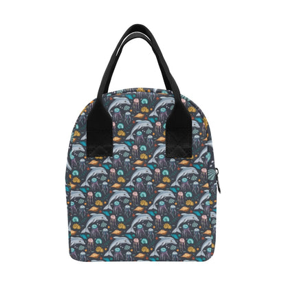 Underwater Dolphin Print Design LKS304 Insulated Lunch Bag