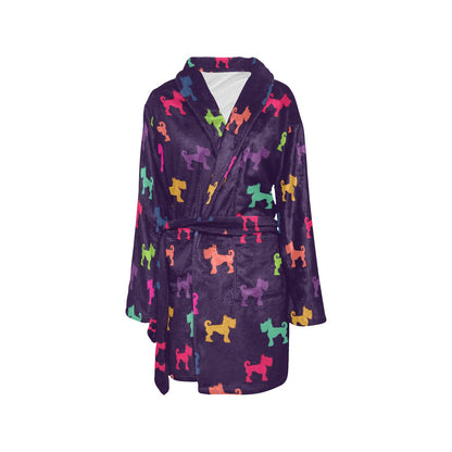 Schnauzers Pattern Print Design A05 Women's Fleece Robe