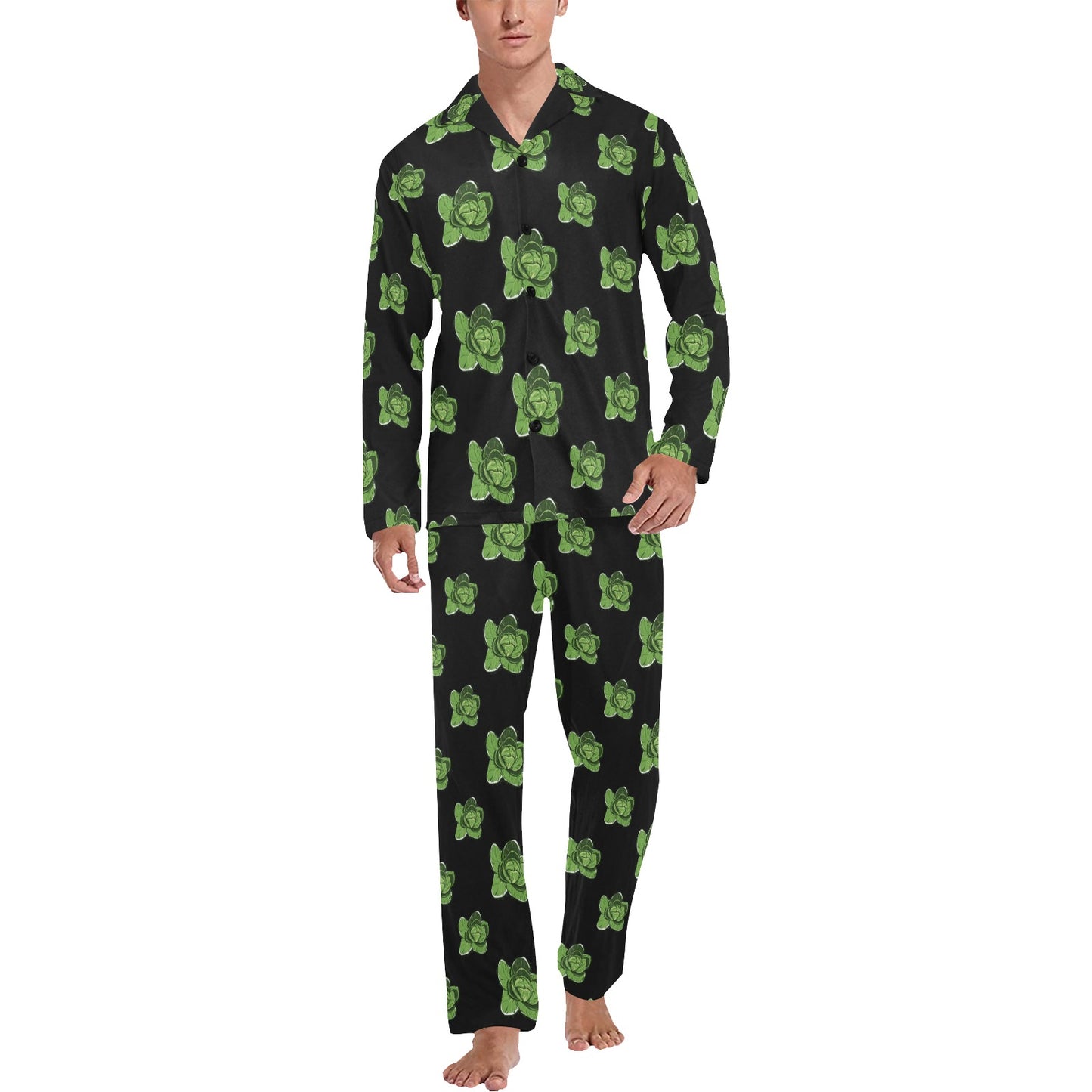 Cabbage Pattern Print Design 03 Men's Long Pajama Set