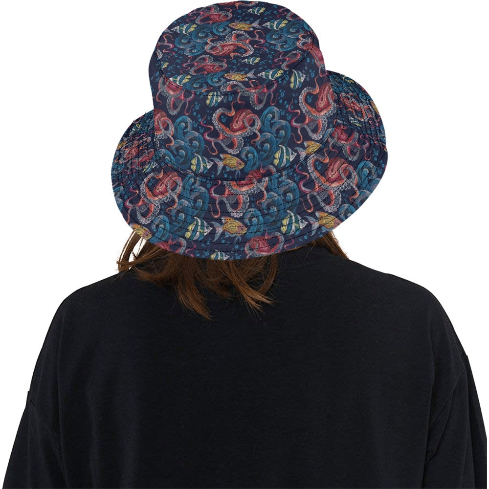 Underwater Giant Squid Print Design LKS302 Unisex Bucket Hat