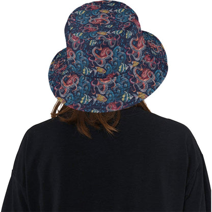Underwater Giant Squid Print Design LKS302 Unisex Bucket Hat