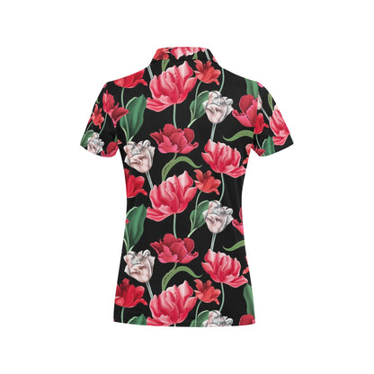 Tulip Pattern Print Design TP08 Women's Polo Shirt