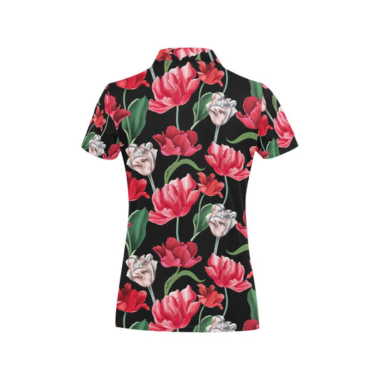 Tulip Pattern Print Design TP08 Women's Polo Shirt