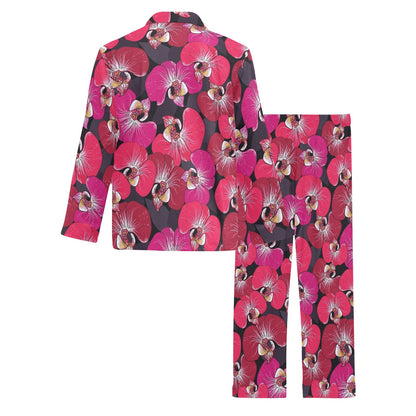 Orchid Red Pattern Print Design OR05 Men's Long Pajama Set