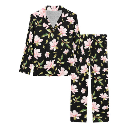 Magnolia Pattern Print Design MAG01 Women's Long Pajama Set
