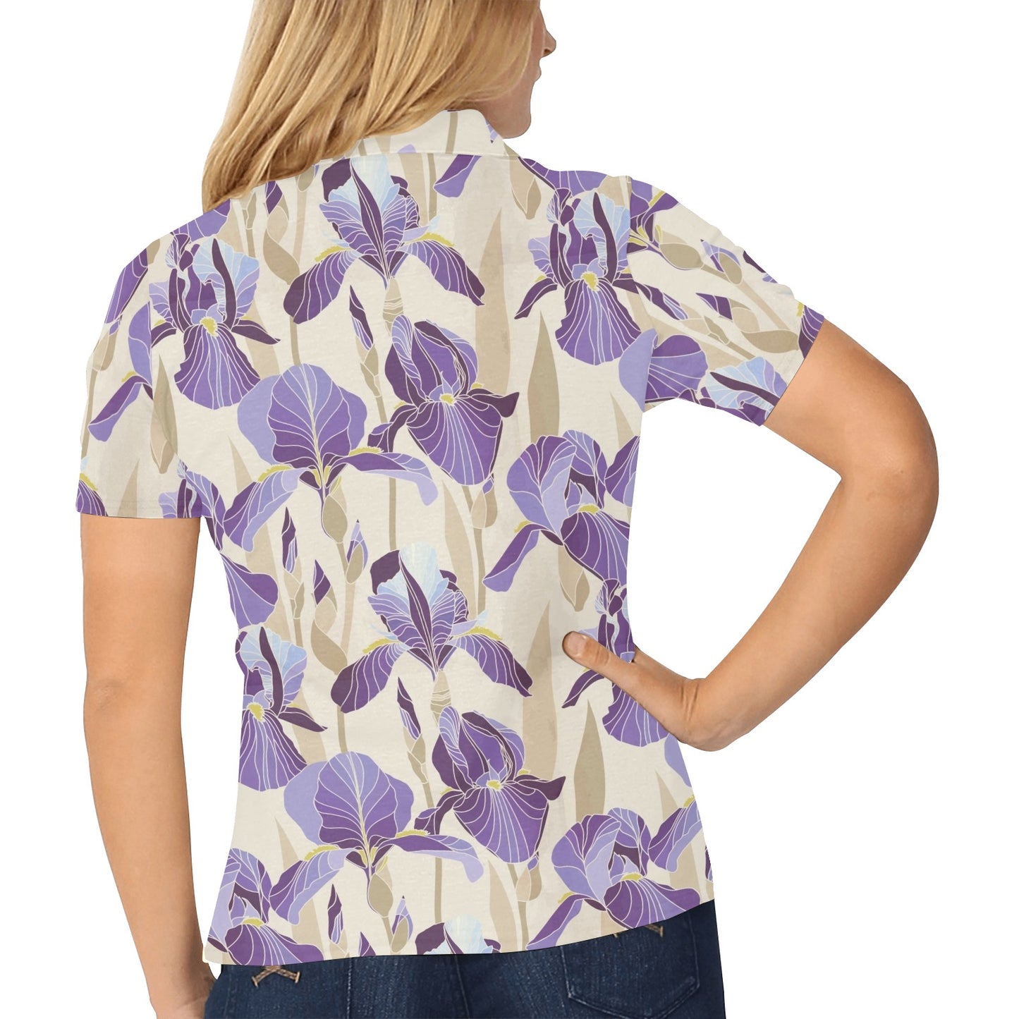 Iris Pattern Print Design IR02 Women's Polo Shirt