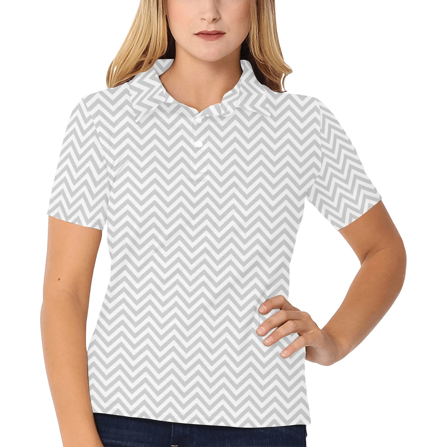 Chevron Print Design LKS401 Women's Polo Shirt