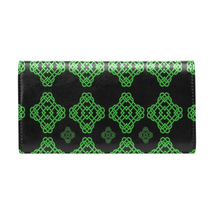 Celtic Knot Green Neon Design Women's Trifold Wallet