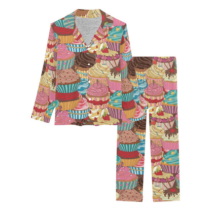 Cupcake Pattern Print Design CP01 Women's Long Pajama Set