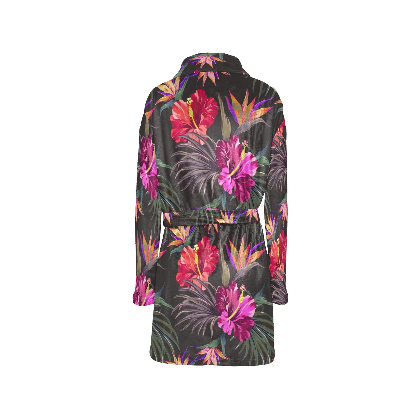 Hibiscus Pattern Print Design HB014 Women's Fleece Robe