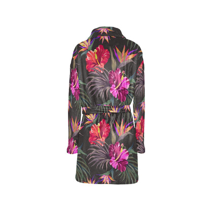 Hibiscus Pattern Print Design HB014 Women's Fleece Robe