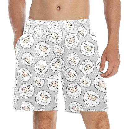 Sheep Print Design LKS401 Men's Swim Trunks Beach Shorts