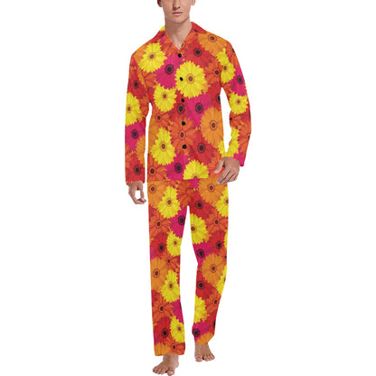 Gerberas Pattern Print Design GB05 Men's Long Pajama Set