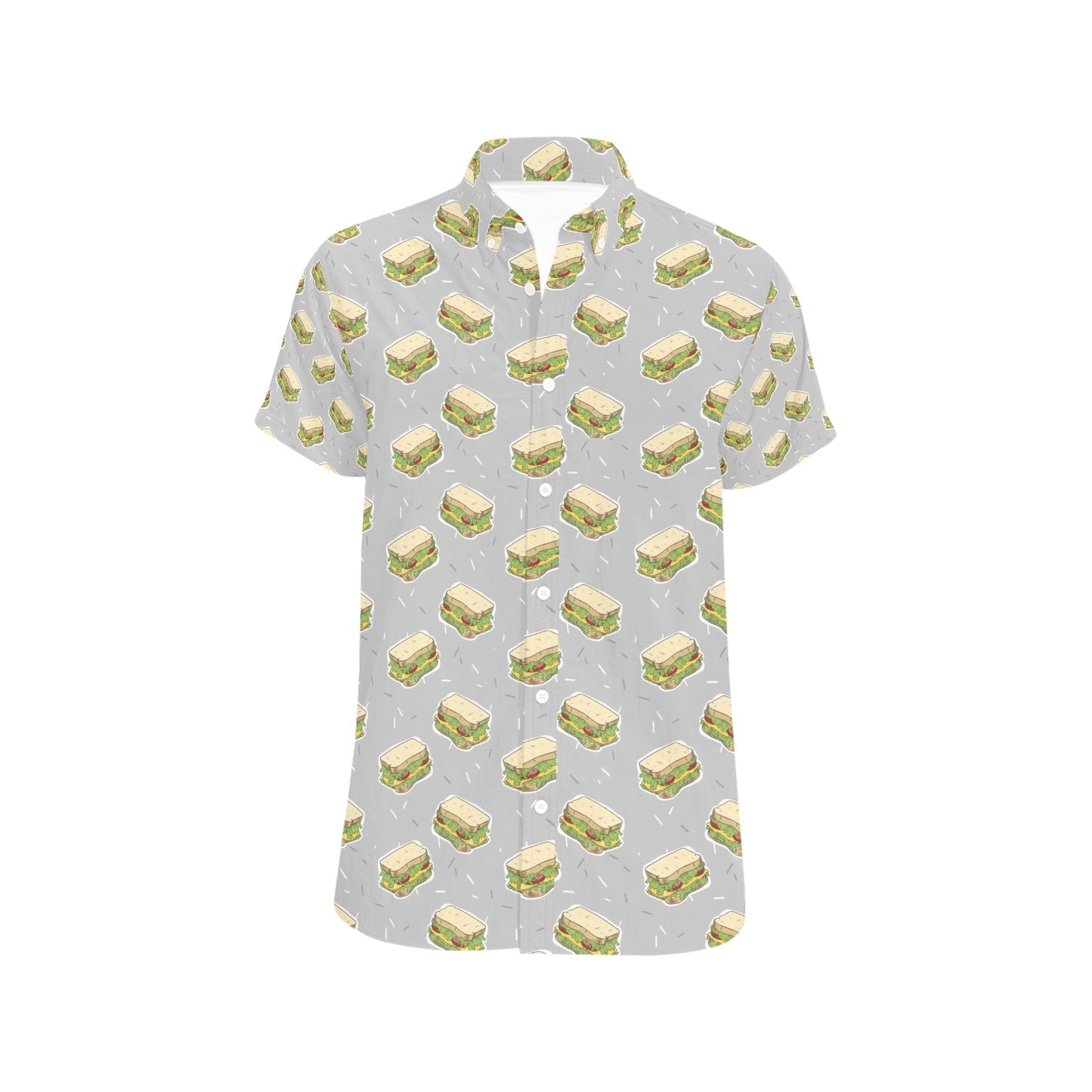 Sandwich Print Design LKS304 Men Short Sleeve Button Up Shirt