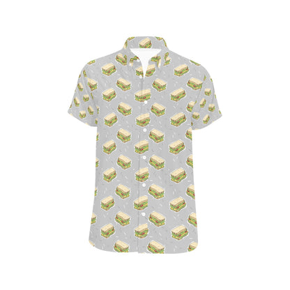 Sandwich Print Design LKS304 Men Short Sleeve Button Up Shirt