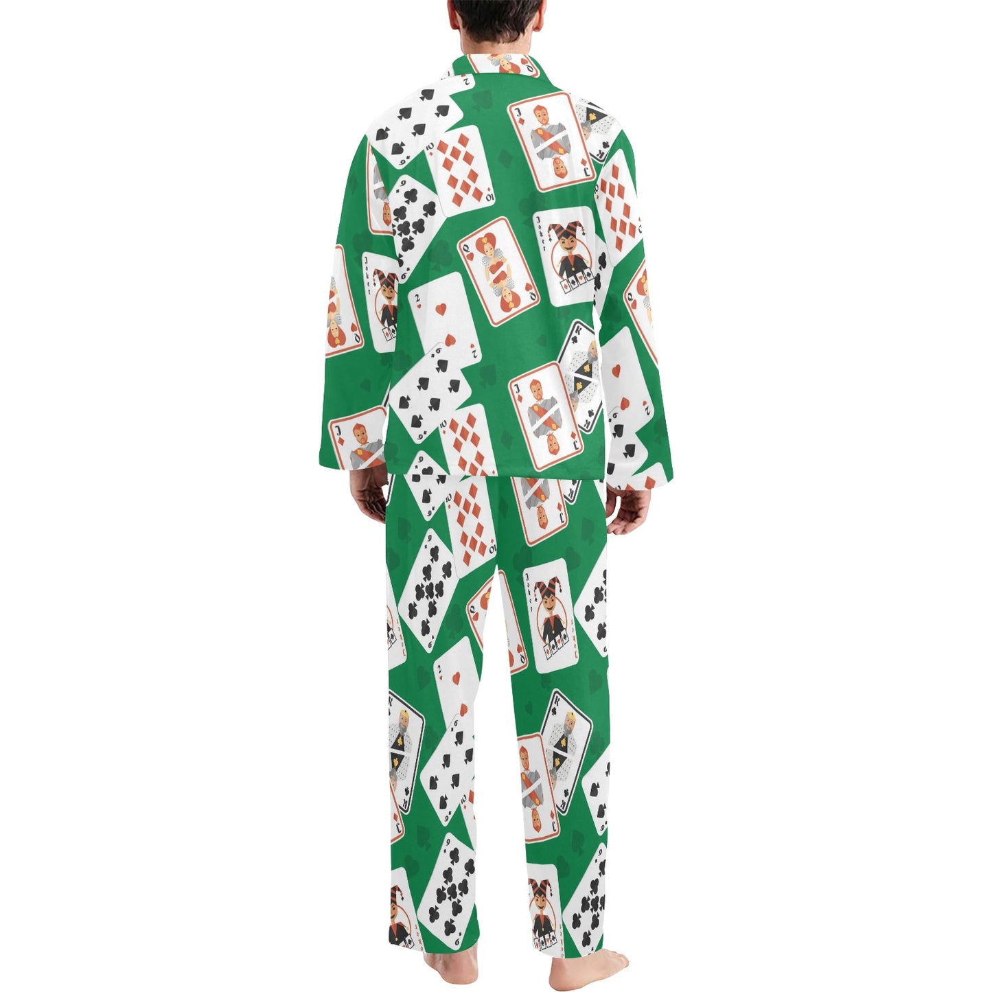Poker Cards Pattern Print Design A03 Men's Long Pajama Set