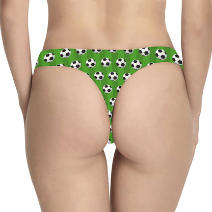Soccer Ball Green Backgrpund Print Women's Thongs