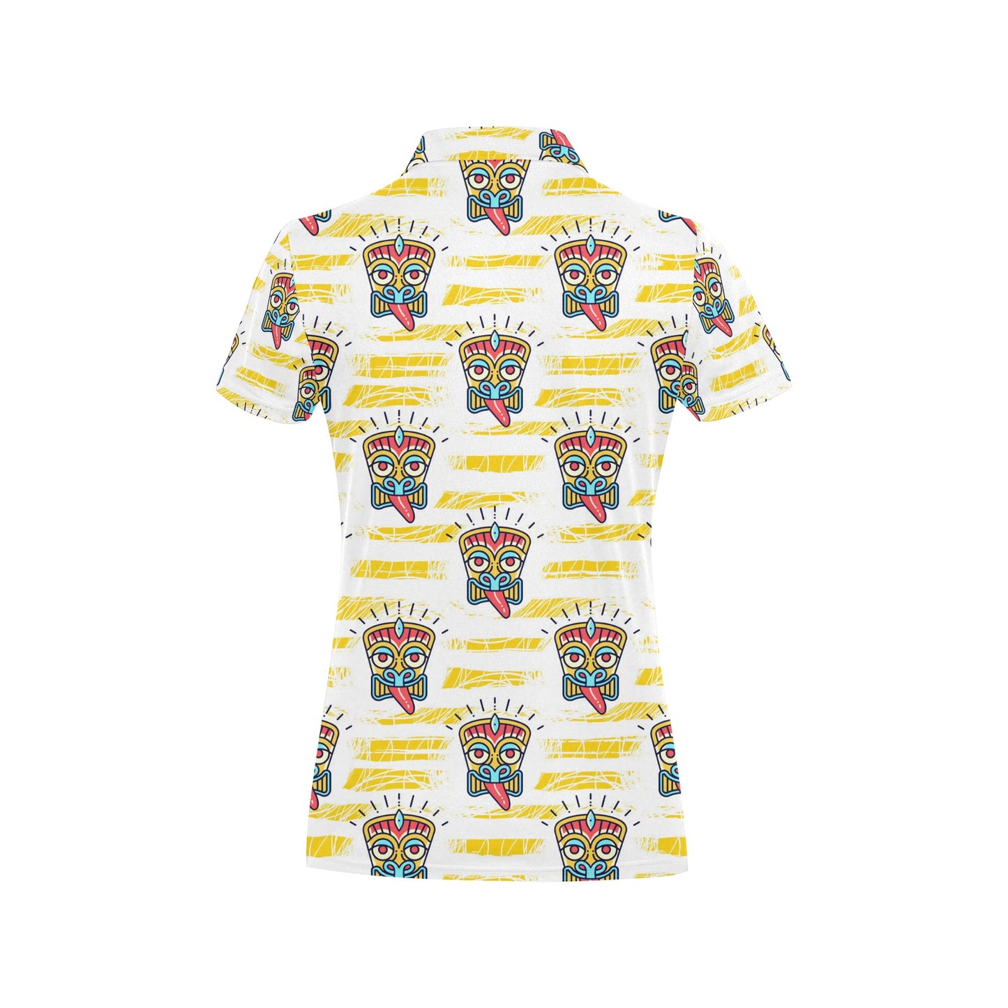 Tiki Smile Mask Print Pattern Women's Polo Shirt