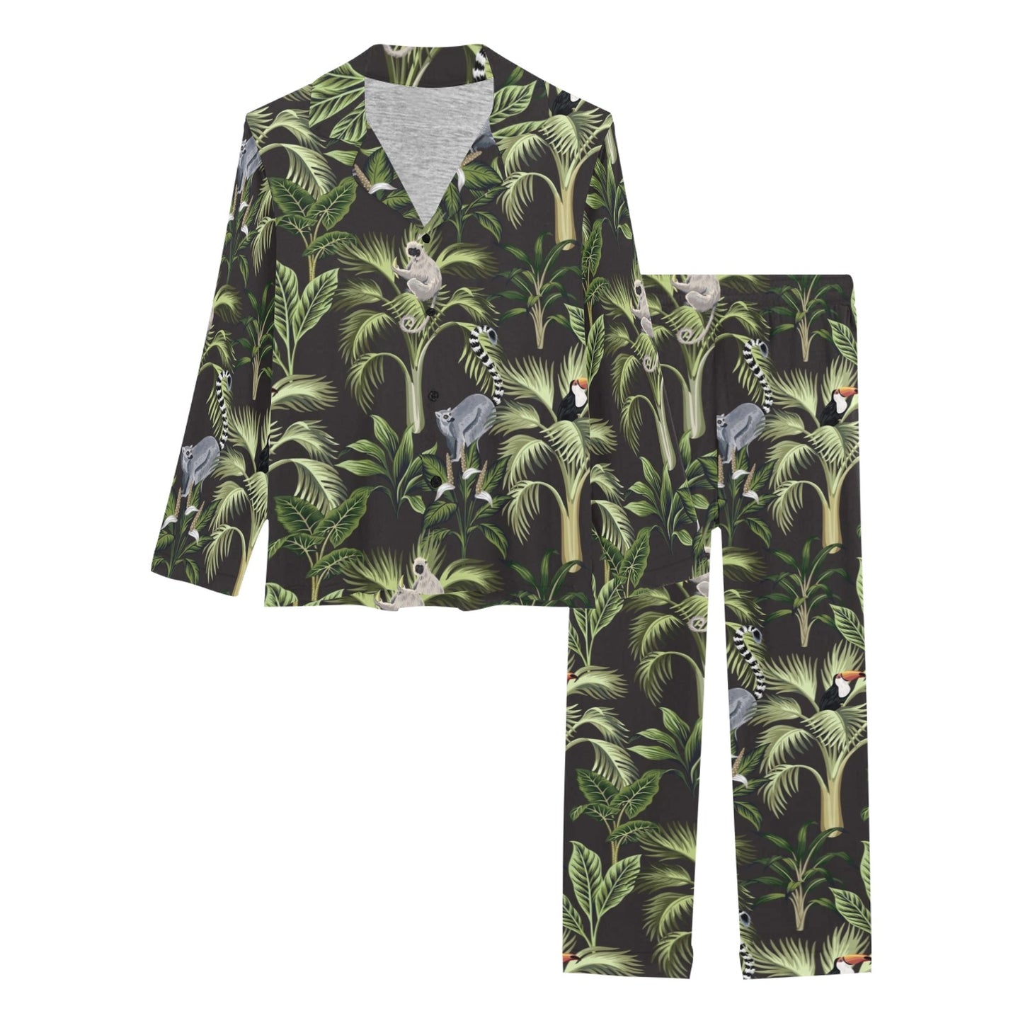 Rainforest Pattern Print Design RF05 Women's Long Pajama Set