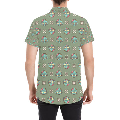 Zombie Print Design LKS301 Men Short Sleeve Button Up Shirt
