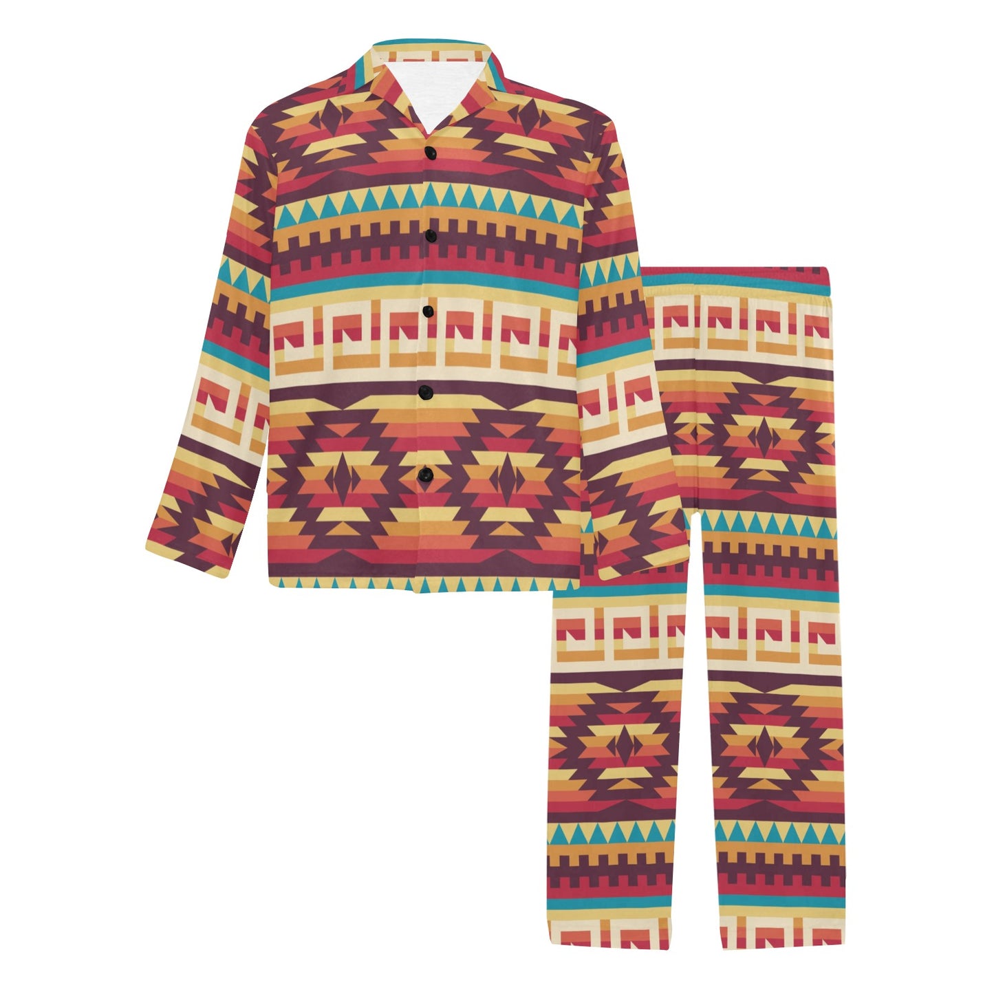 Tribal Aztec Vintage Men's Long Pajama Set