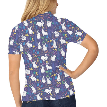Bunny Pattern Print Design 01 Women's Polo Shirt