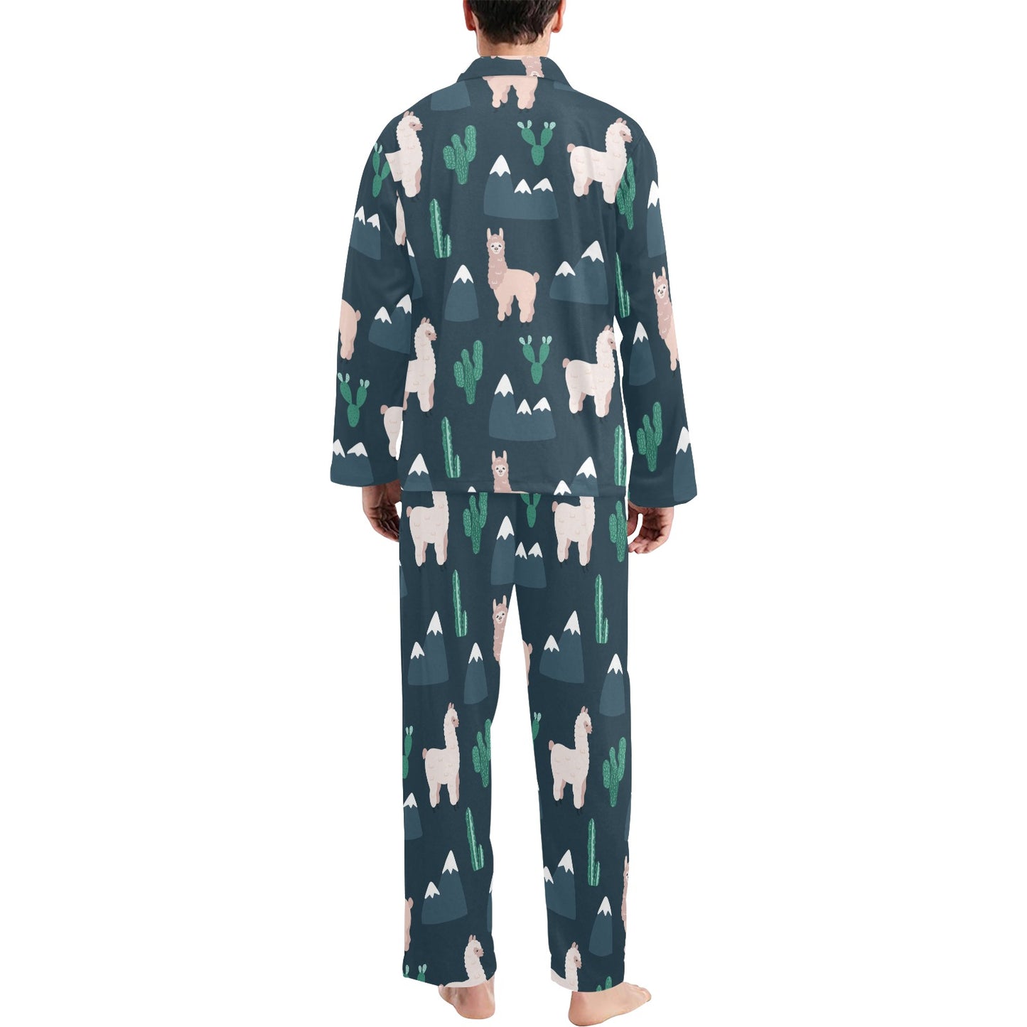 Llama Pattern Print Design 06 Men's Long Pajama Set