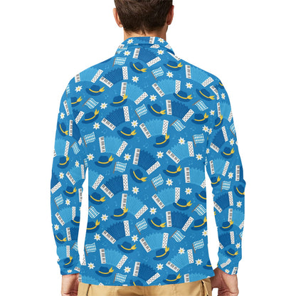 Accordion Print Design LKS401 Long Sleeve Polo Shirt For Men's