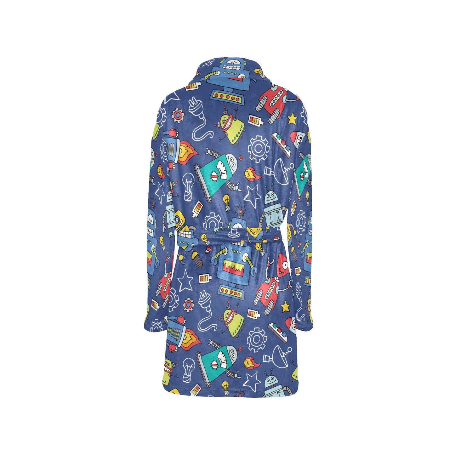 Robot Pattern Print Design A03 Women's Fleece Robe