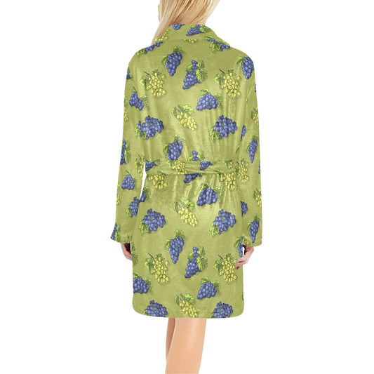 Grape Pattern Print Design GP08 Women's Fleece Robe