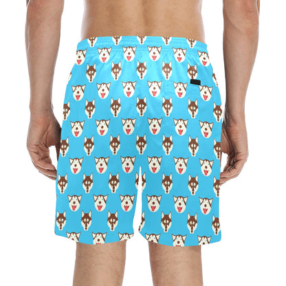 Siberian Huskies Print Design LKS306 Men's Swim Trunks Beach Shorts