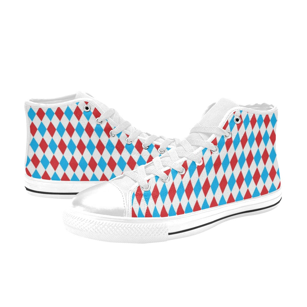 Harlequin Print Design LKS402 Men's High Top Canvas Shoes