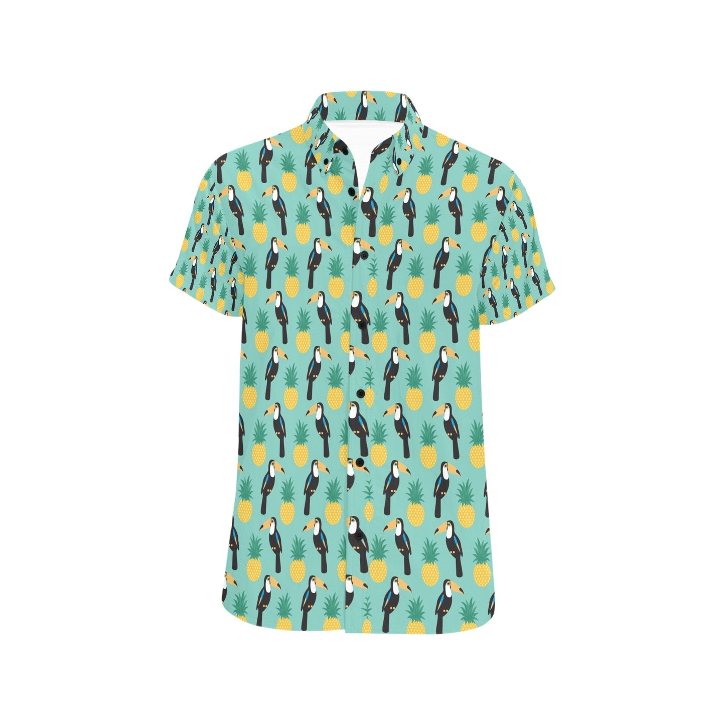 Toucan Print Design LKS301 Men Short Sleeve Button Up Shirt