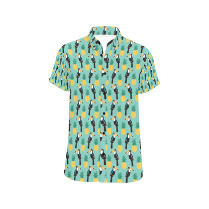 Toucan Print Design LKS301 Men Short Sleeve Button Up Shirt