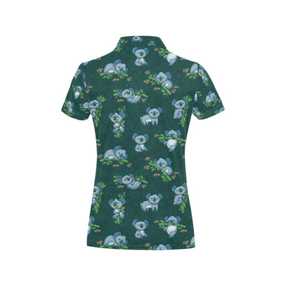 Koala Blue Design Print Women's Polo Shirt