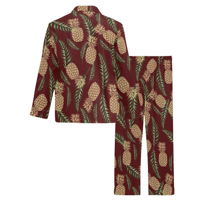 Pineapple Pattern Print Design PP013 Men's Long Pajama Set