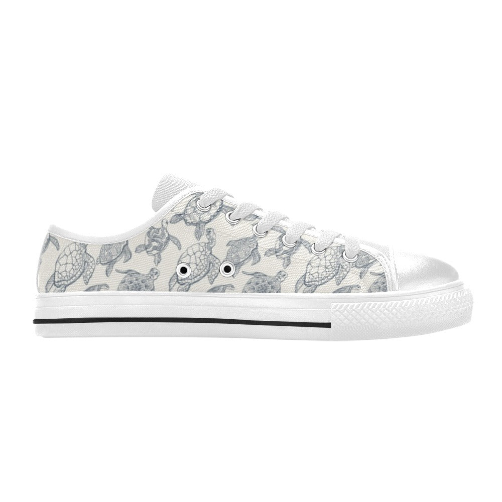 Sea Turtle Print Design LKS304 Women's White Low Top Shoes