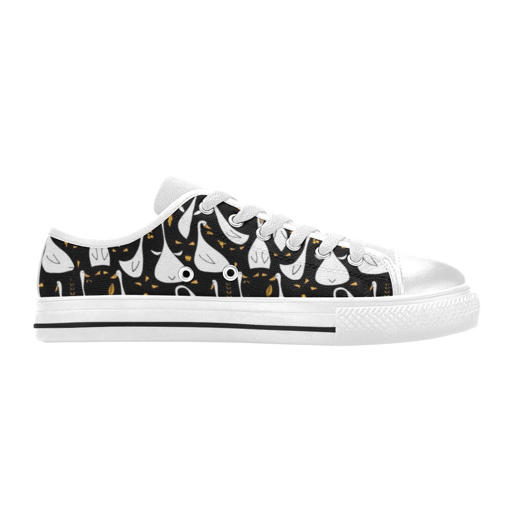 Goose Print Design LKS401 Women's White Low Top Shoes