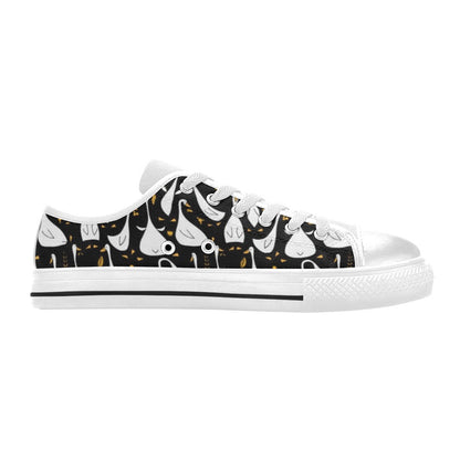 Goose Print Design LKS401 Women's White Low Top Shoes