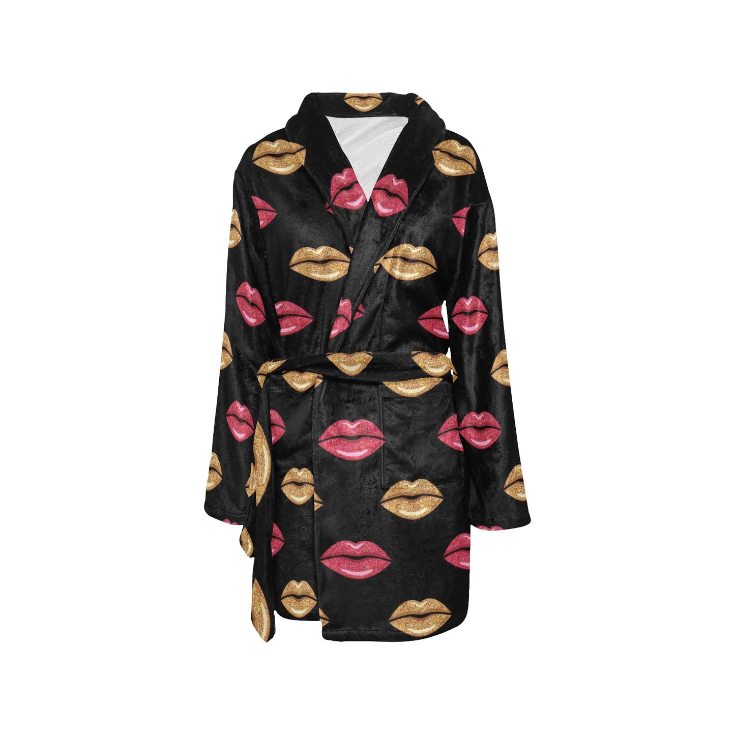 Lip Pattern Print Design 03 Women's Fleece Robe
