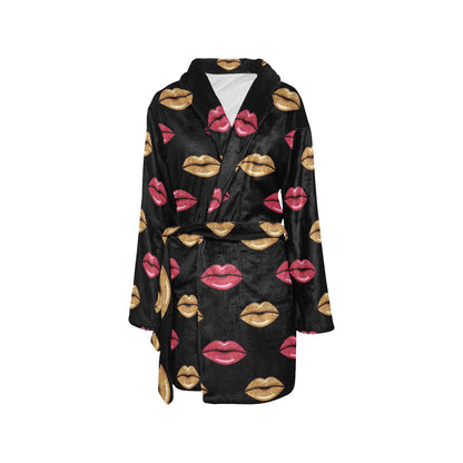 Lip Pattern Print Design 03 Women's Fleece Robe