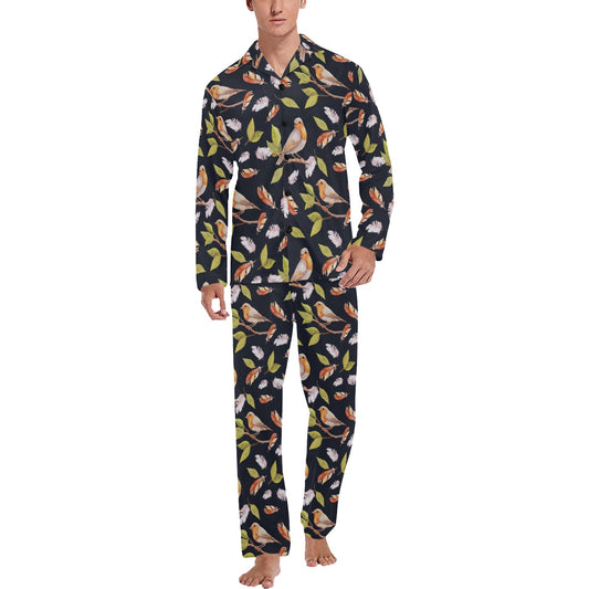 Birds Pattern Print Design 02 Men's Long Pajama Set