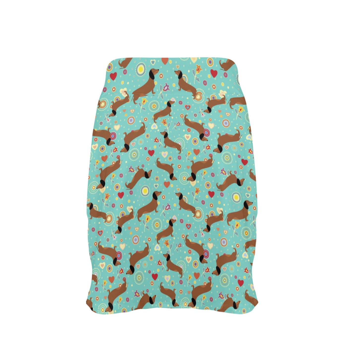 Dachshund with Floral Print Pattern 17" Golf & Pickleball Skort with Pockets