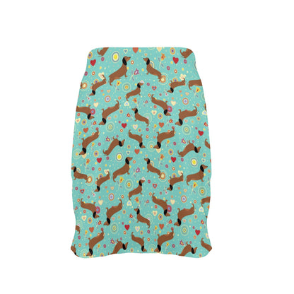 Dachshund with Floral Print Pattern 17" Golf & Pickleball Skort with Pockets