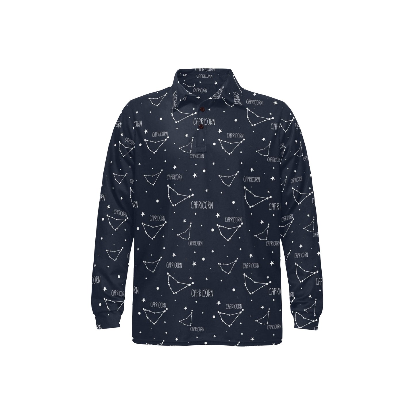 Capricorn Zodiac Pattern Print Design 01 Long Sleeve Polo Shirt For Men's