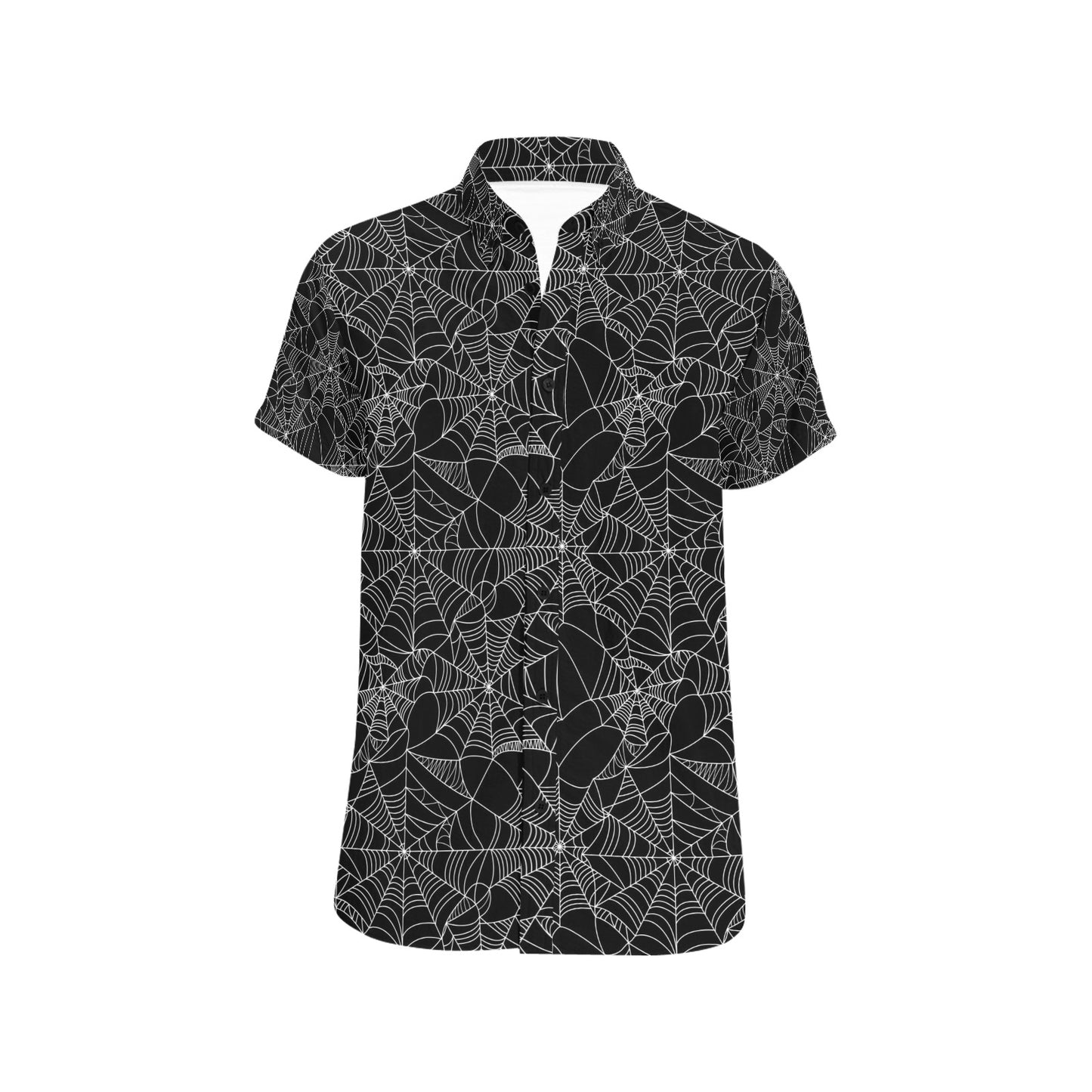 Spider Web Print Design LKS301 Men Short Sleeve Button Up Shirt