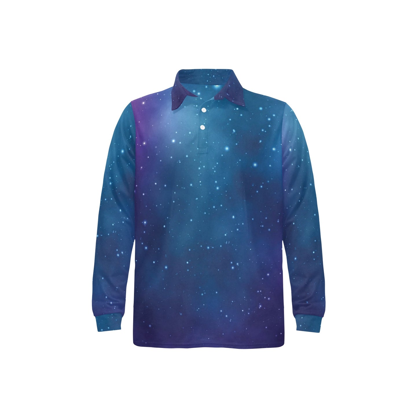 Nebula Pattern Print Design A01 Long Sleeve Polo Shirt For Men's